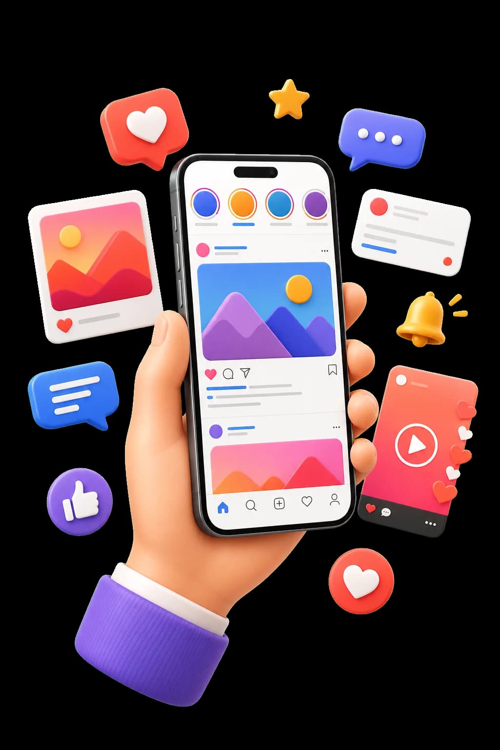 Smartphone with a vibrant social media content system