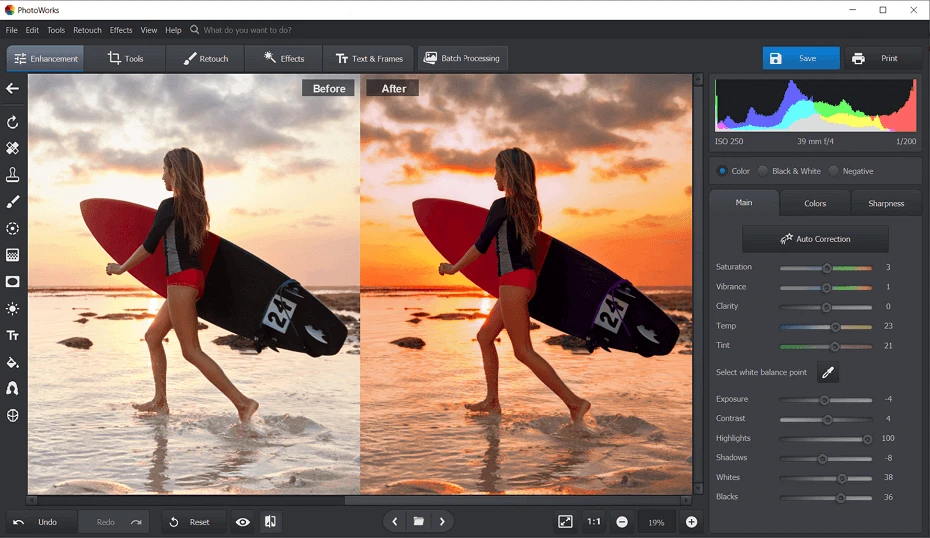 Photography retouching and refinement preview